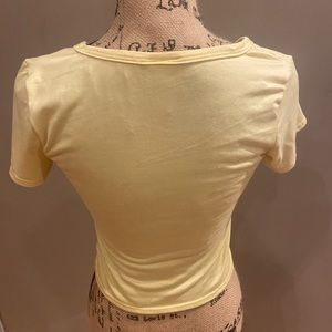 Olivia Rae yellow V-neck soft and stretchy Tee